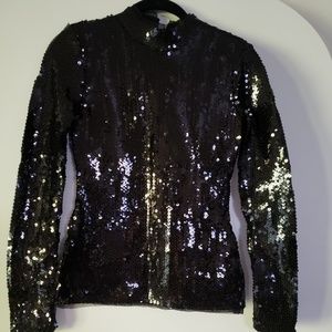 Free People Black Sequin Top
